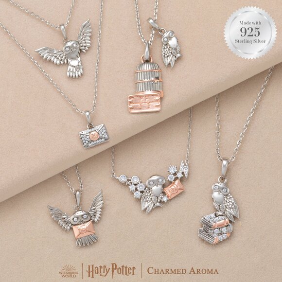Official Harry Potter Hedwig Owl Necklace - 925 Sterling Silver Charmed Aroma - Picture 2 of 2